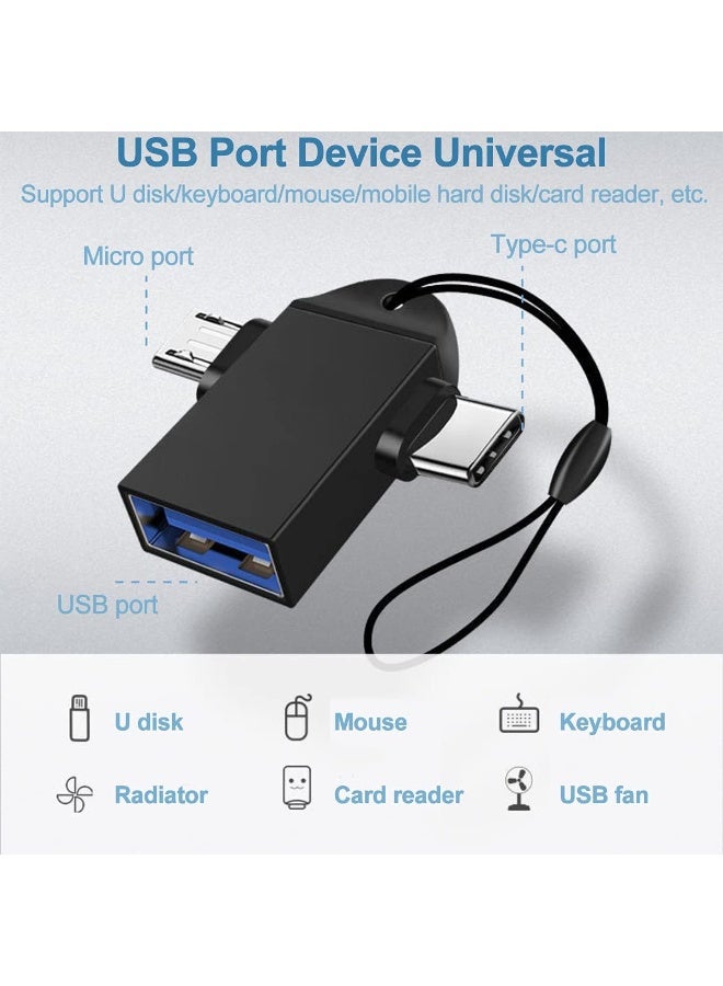 عبوتان 2PCS محول USB 3.0 OTG 2 في 1 Type-C + Micro USB لنقل البيانات بسرعة عالية، متوافق مع الهواتف والأجهزة اللوحية والكمبيوتر المحمول، يدعم الفلاش درايف ولوحة المفاتيح ووحدة التحكم بالألعاب للألعاب ونقل الملفات والمكتب - Image 3