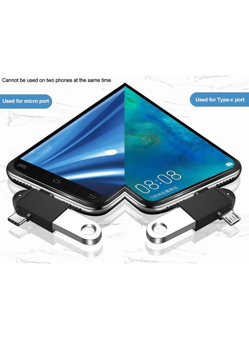 عبوتان 2PCS محول USB 3.0 OTG 2 في 1 Type-C + Micro USB لنقل البيانات بسرعة عالية، متوافق مع الهواتف والأجهزة اللوحية والكمبيوتر المحمول، يدعم الفلاش درايف ولوحة المفاتيح ووحدة التحكم بالألعاب للألعاب ونقل الملفات والمكتب - Image 2