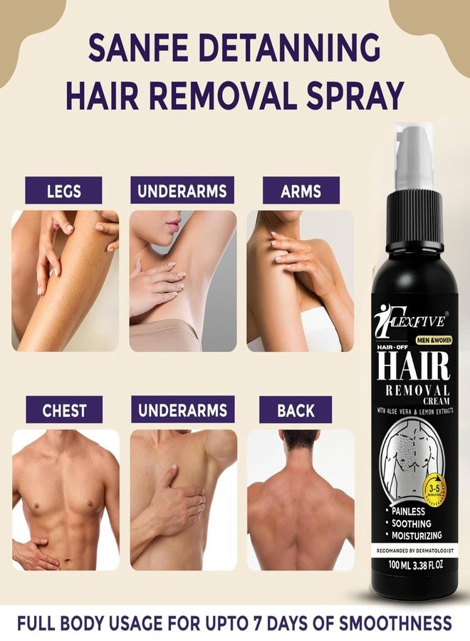 FlexFive كريم فليكس فايف لإزالة الشعر - إزالة شعر ناعمة وغير مؤلمة لجميع أنواع البشرة، غني بالألوفيرا وفيتامين هـ، نعومة تدوم طويلاً للرجال والنساء، عبوة من قطعتين - Image 4