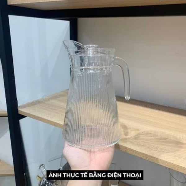 JIGSHTIAL Glass Water Jug - 1500 ml, Transparent Water sering Jug, Hot Cold Water Pitcher with Lid Water Jug, Iced Tea, Milk and Juice Beverage Carafe, Lemon Jug - Image 5