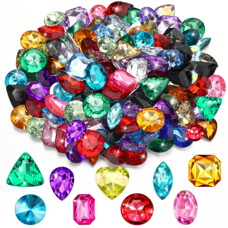 Yaomiao 150 Pieces Pirate Treasure Multicolor Acrylic Diamond Fake Jewels Bling Fake Diamonds Gems Pirate Jewels Gemstone for Halloween Party Table Decorations Hunt Party Favors Pretend Play - Image 2