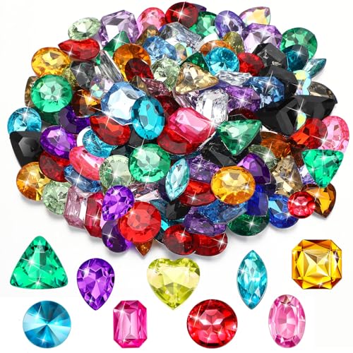 Yaomiao 150 Pieces Pirate Treasure Multicolor Acrylic Diamond Fake Jewels Bling Fake Diamonds Gems Pirate Jewels Gemstone for Halloween Party Table Decorations Hunt Party Favors Pretend Play - Image 1