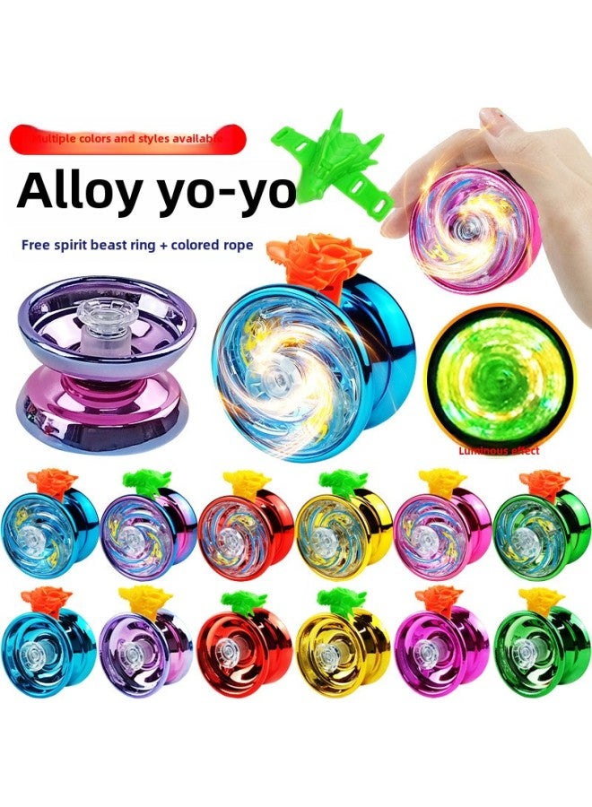 Alloy Yo-yo Entry Type Dead Sleep Live Sleep Yoyo Ball Competitive Yo-yo Stall-Color: Purple - Luminous Alloy Yo-yo (lighting Style + Beast Head Ring + Color Rope) 87g - Image 2
