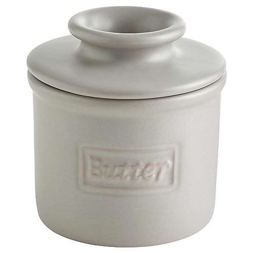 Butter Bell - The Original Butter Bell crock by L Tremain, a Countertop French Ceramic Butter Dish Keeper for Spreadable Butter, Café Matte Collection, Stone - Image 1