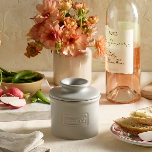 Butter Bell - The Original Butter Bell crock by L Tremain, a Countertop French Ceramic Butter Dish Keeper for Spreadable Butter, Café Matte Collection, Stone - Image 4