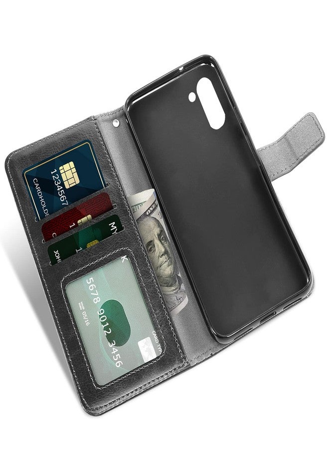 أسو ويش جراب محفظة متوافق مع سامسونج جالاكسي A11 من أسويش، واقي شاشة من الزجاج المقوى، غطاء قلاب من الجلد، حامل بطاقات، ملحقات هواتف محمولة، جرابات هواتف لجالاكسي A11 وجالاكسي 11A، أسود، للنساء والرجال - Image 2