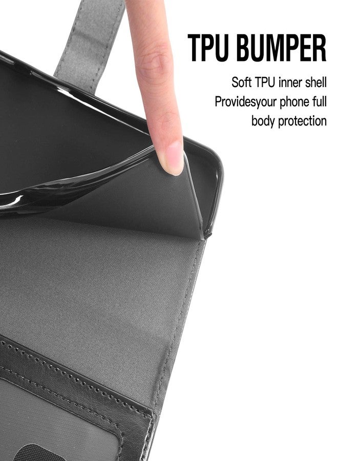 أسو ويش جراب محفظة متوافق مع سامسونج جالاكسي A11 من أسويش، واقي شاشة من الزجاج المقوى، غطاء قلاب من الجلد، حامل بطاقات، ملحقات هواتف محمولة، جرابات هواتف لجالاكسي A11 وجالاكسي 11A، أسود، للنساء والرجال - Image 5