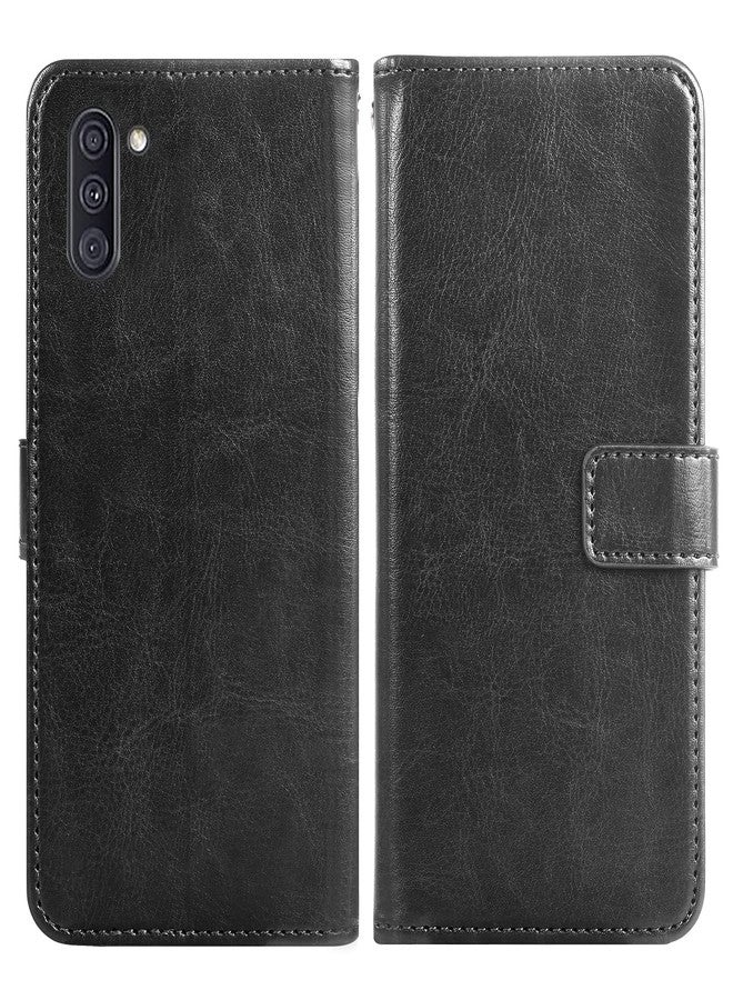 أسو ويش جراب محفظة متوافق مع سامسونج جالاكسي A11 من أسويش، واقي شاشة من الزجاج المقوى، غطاء قلاب من الجلد، حامل بطاقات، ملحقات هواتف محمولة، جرابات هواتف لجالاكسي A11 وجالاكسي 11A، أسود، للنساء والرجال - Image 4