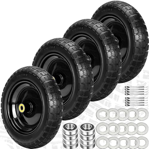 Pontuss 13" Flat Free Wheels Replacement for GOR Garden Cart Tires, 4.00-6 Solid Tires with 5/8"Bearings, 13" No Flat Wheels for GOR Garden Carts/Hand Trucks/Garden Carts - Image 1