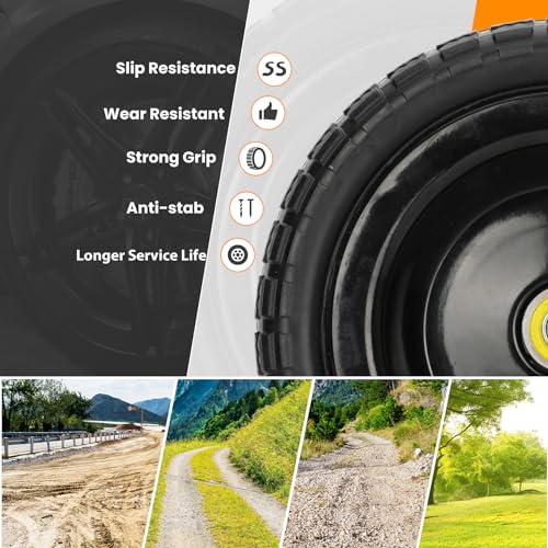 Pontuss 13" Flat Free Wheels Replacement for GOR Garden Cart Tires, 4.00-6 Solid Tires with 5/8"Bearings, 13" No Flat Wheels for GOR Garden Carts/Hand Trucks/Garden Carts - Image 5