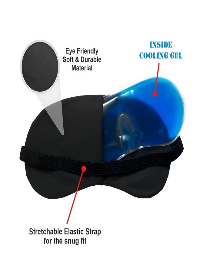 eyurva Cooling Gel Relaxing Eye Sleep Mask For Dark Circles, Dry Eyes, Cooling Eyes, Pain Relief, Redness, Eye Patches, Sleeping Cool Pad Suitable For All Family Members Sleeping Mask, Black Gel - Image 5