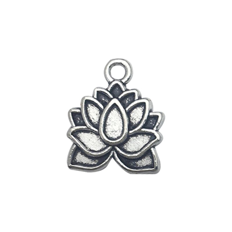 DIY Korean Lotus Pendant Alloy Craft 15693-ancient silver Lotus 11x13-0.9g-HA17108B