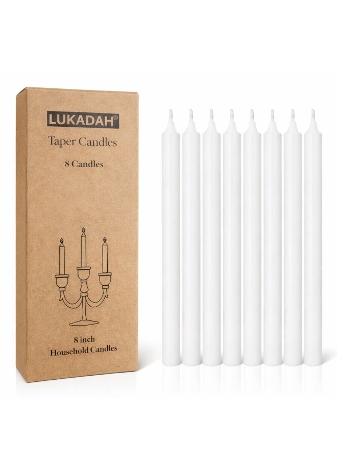 Lukadah Premium Quality Unscented Taper Candles, Long Burning Hours, Decorative Taper Candles, SPA Candles, Romantic - Dripless Clean Burning Smokeless Dinner Candle | 8 Pcs