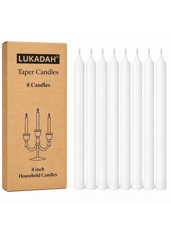Lukadah Premium Quality Unscented Taper Candles, Long Burning Hours, Decorative Taper Candles, SPA Candles, Romantic - Dripless Clean Burning Smokeless Dinner Candle | 8 Pcs - Image 1