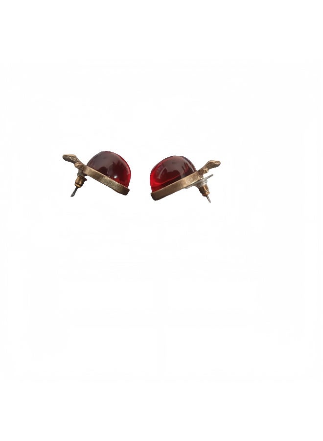 LumiArk Vintage Red Apple - Shaped Stud Earrings - Image 4