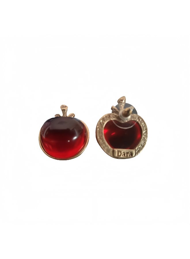 LumiArk Vintage Red Apple - Shaped Stud Earrings - Image 2