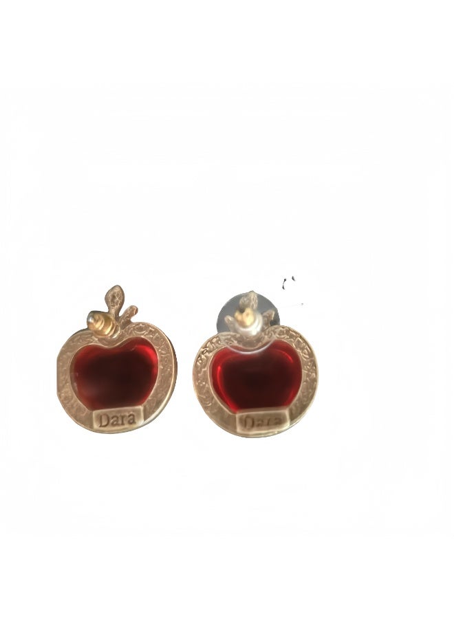 LumiArk Vintage Red Apple - Shaped Stud Earrings - Image 1