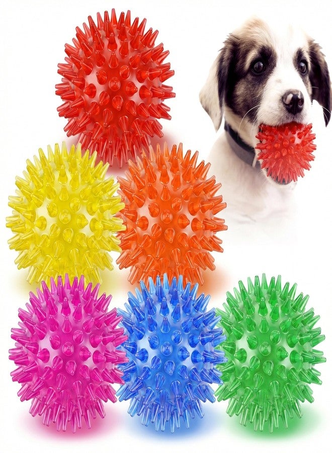 Mkobon 6 Pack Squeaky Spiky Dog Balls, Puppy Chew Toys for Teething, Food-Grade TPR Rubber Durable, Interactive Fetch Floating Dog Pool Ball Toy for Chewers for Small Medium (Small) - Image 1