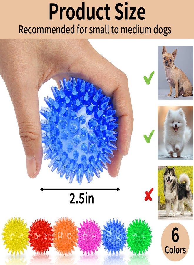 Mkobon 6 Pack Squeaky Spiky Dog Balls, Puppy Chew Toys for Teething, Food-Grade TPR Rubber Durable, Interactive Fetch Floating Dog Pool Ball Toy for Chewers for Small Medium (Small) - Image 2