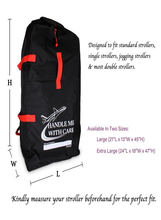 Hewjog Large Stroller Travel Bag for Airplane, for Single Standard & Double Strollers, Water-Resistant Padded Stroller Cover Stroller Check Bag for Air Travel, Black - Image 2
