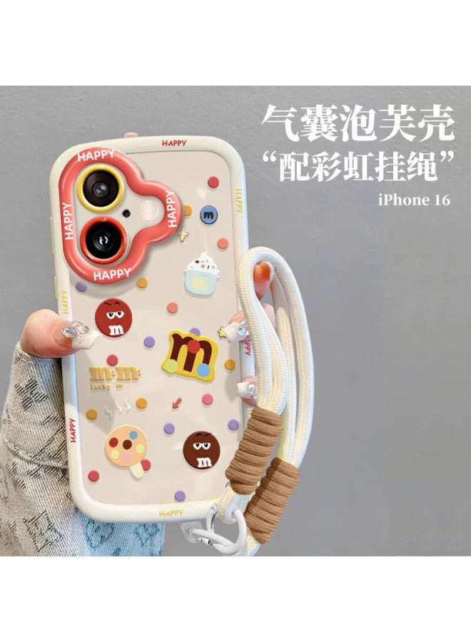 Sehan World Korean Apple 16 Phone Case Iphone 16 Protective Cover With Lanyard Full Cover Lens Anti-Fall Soft Shell High-End Creative Men And Women Models Protective Shell Painted Cartoon Lens Full Cover - Image 1