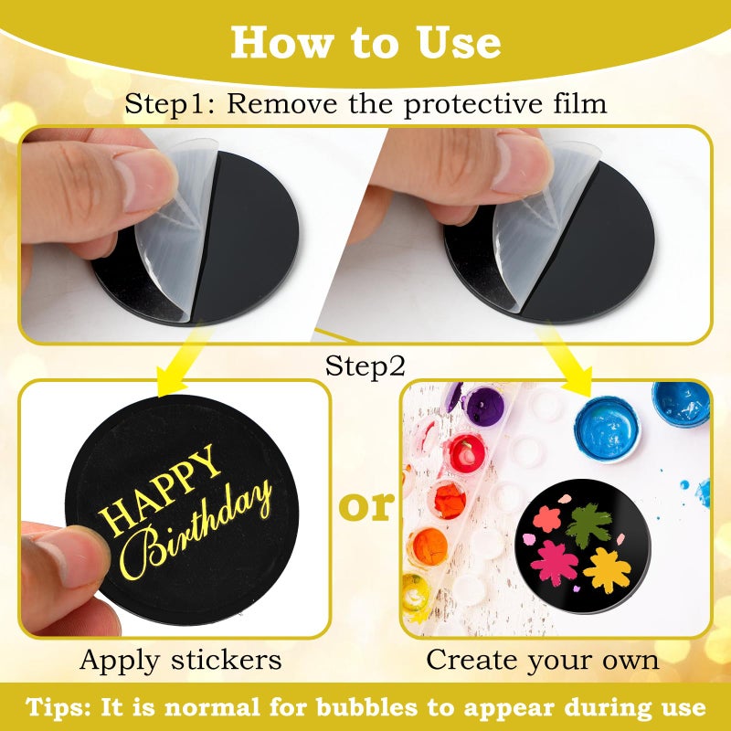 Wolpark 10 Styles Total 30 PCS Happy Birthday Cake Topper Mirror Acrylic Cake Toppers Double-Sided Cake Decorations for Desserts DIY Flower Gift Party Supplies Gold Silver Black Mixed - Image 4