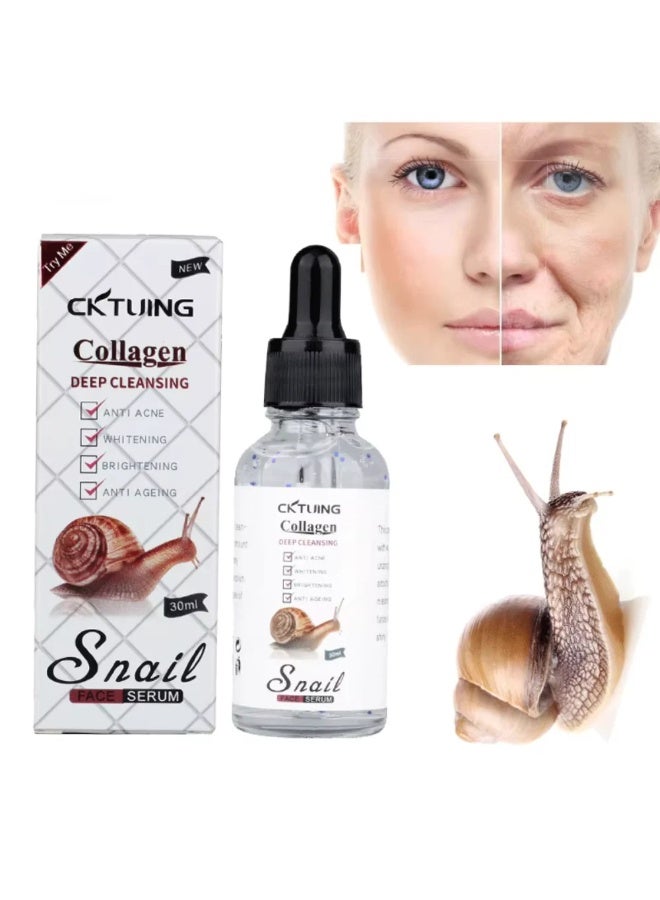 CKTUING Collagen & Snail Deep Cleansing Serum – Hydrating, Anti Acne, Pore Refining & Anti-Aging Formula – 30ml - Image 2