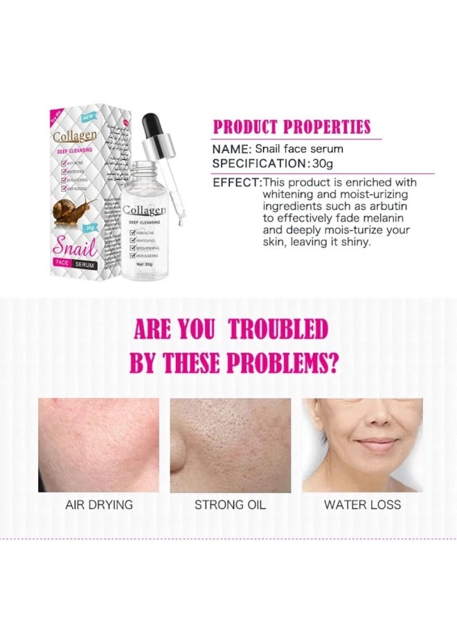 CKTUING Collagen & Snail Deep Cleansing Serum – Hydrating, Anti Acne, Pore Refining & Anti-Aging Formula – 30ml - Image 5