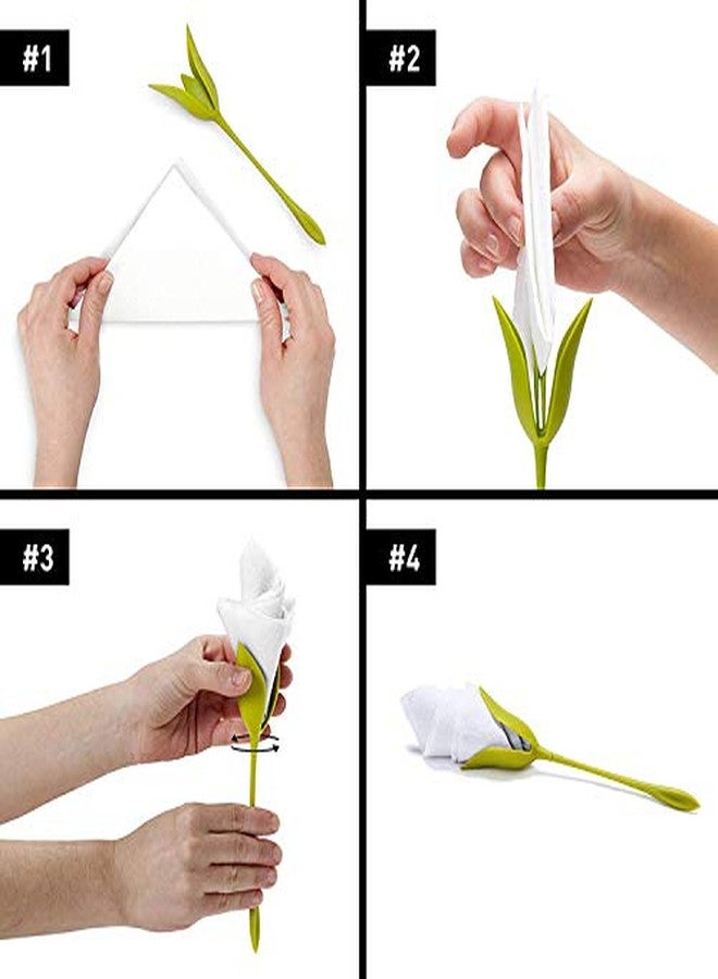 MOYEE 10/20/30-Pack MOYEE Flower Napkin Holders, Rose Napkin Holders Flower Napkin Rings Dishwasher Safe ABS Stem Design Table Decorations for Wedding Banquet Dinners 7.8 Inches Green (30PCs) - Image 5