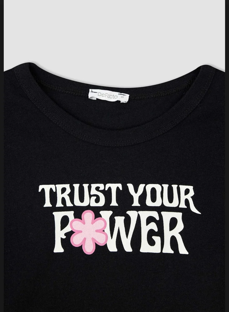 ديفاكتو Woman Fitted Knitted Short Sleeve T-Shirt