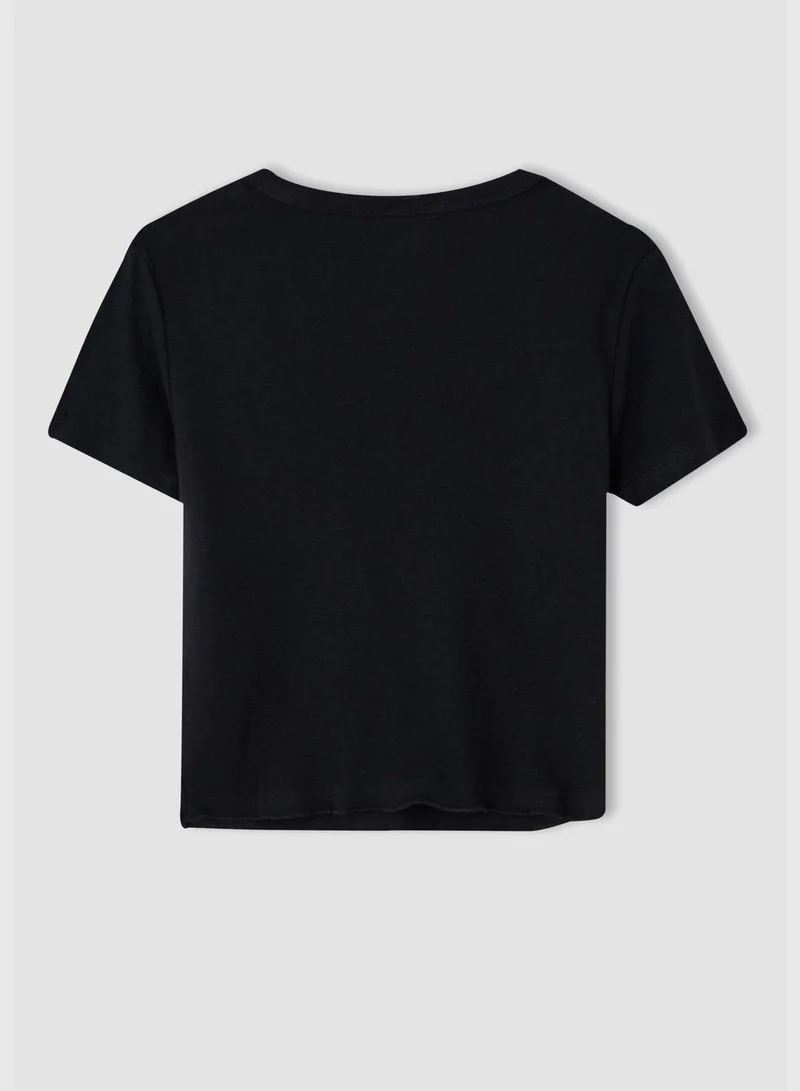 ديفاكتو Woman Fitted Knitted Short Sleeve T-Shirt
