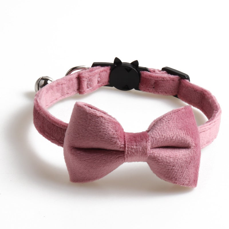 Aminger New Pet Cat Collar High Texture Velvet Texture Bow Cat Collar With Bell - Image 4