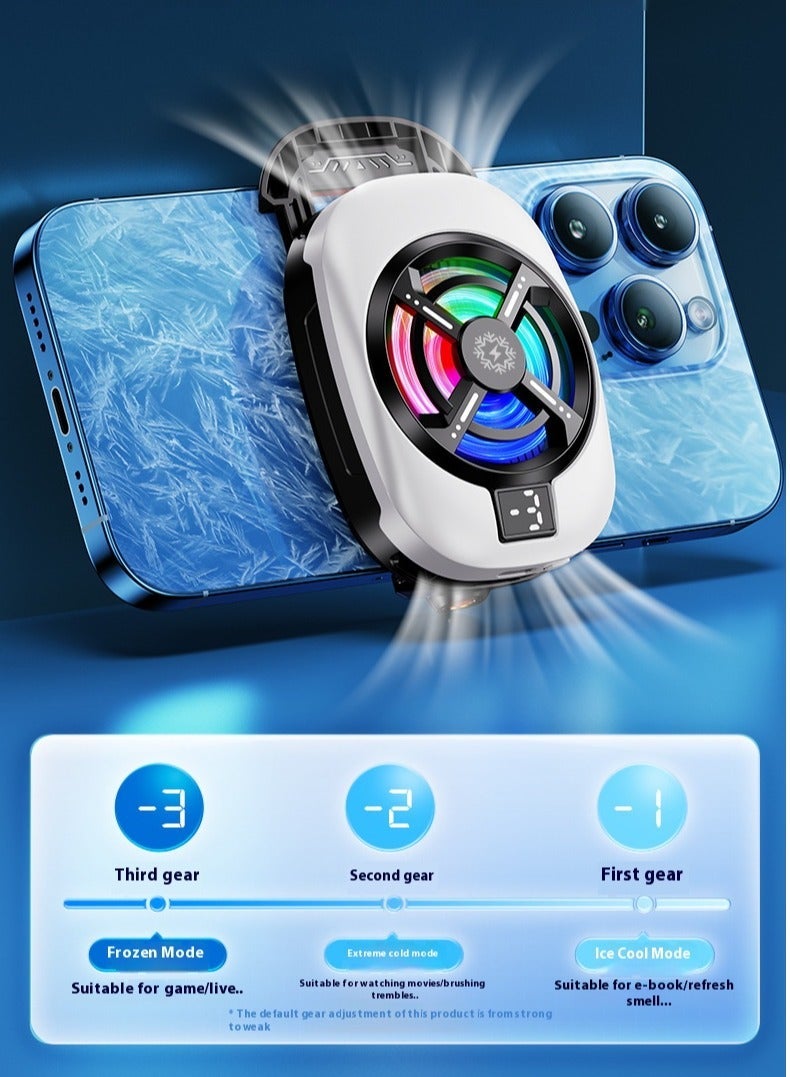 Hugifts Back Clip Phone Cooler – 3-Speed Adjustable Cooling Fan with RGB Lighting & Digital Display, Universal for iPhone/Android, Ideal for Gaming, Streaming, TikTok Videos, Outdoor & Indoor Use - Image 2