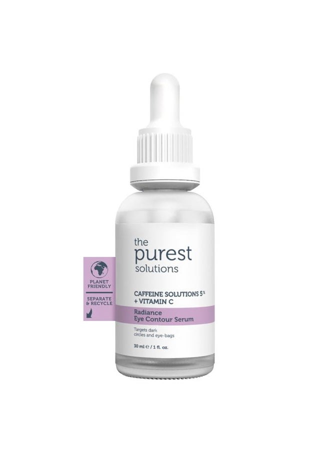 the purest solutions Radiance Eye Contour Serum (Caffeine Solutions 5% + Vitamin C) - Bright & Rested Appearance - Skin Tone Difference Reduction - Under-Eye Bag Care - Vegan | Cruelty Free (1 fl. oz)  - Image 1