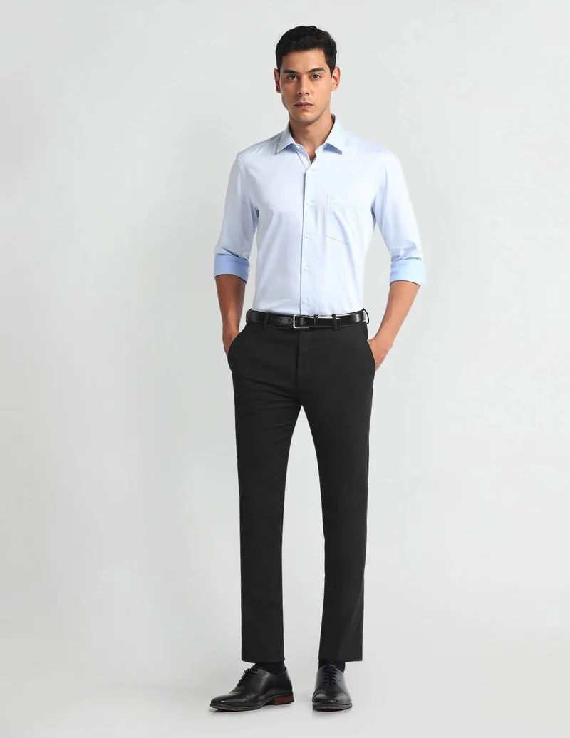Arrow Black Smart Flex Super Slim Trousers for Men | Best Price UAE