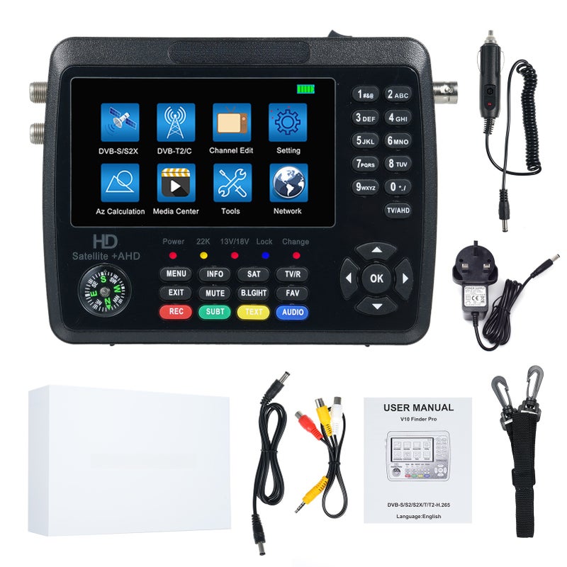 iBRAVEBOX V10 Finder Pro+ Satellite Finder Signal Meter 4000mAh Battery For DVB-S/S2/S2X/T/T2/C Receiver HD Satellite TV Signal Finder 4.3inch LCD Screen - Image 1