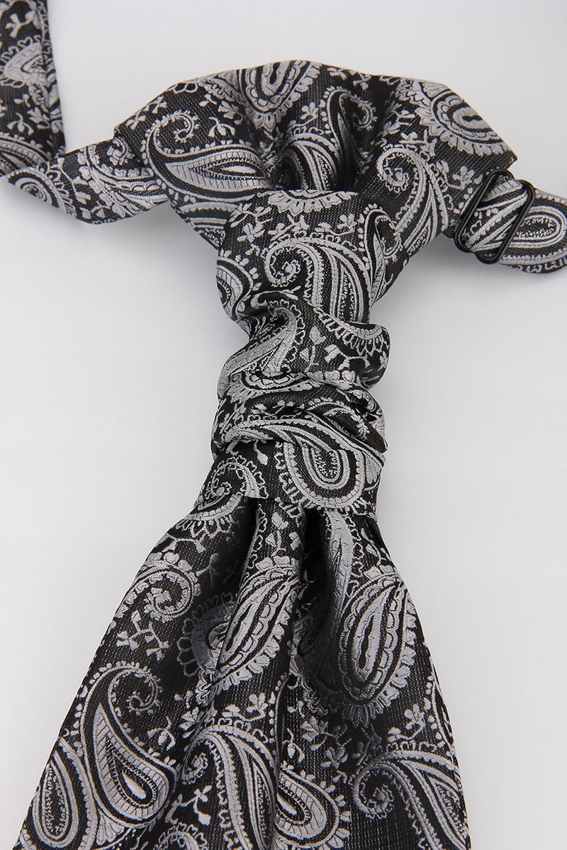 Hello Tie Pre-tied Microfiber Ascot Ruche Paisley Cravats Tie for Men - Image 1