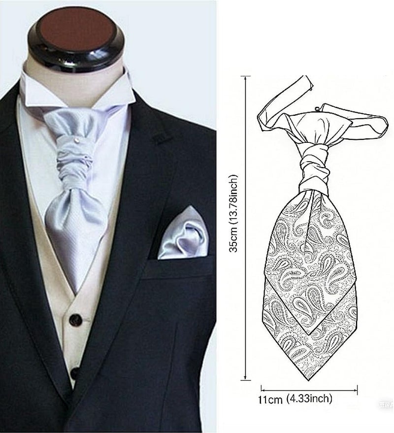 Hello Tie Pre-tied Microfiber Ascot Ruche Paisley Cravats Tie for Men - Image 3