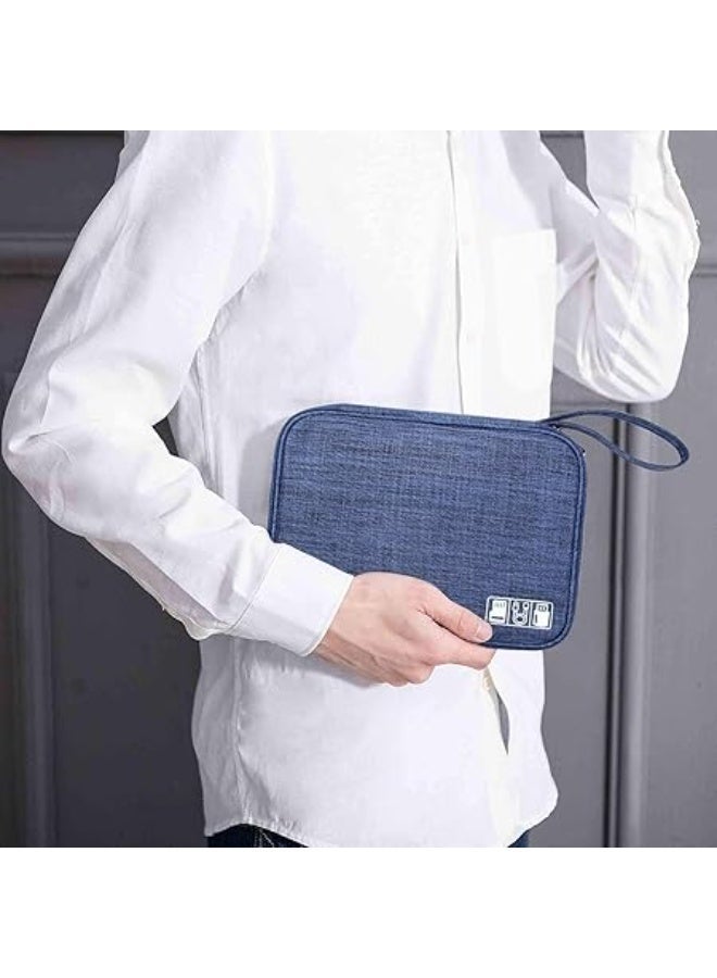 Travel Cable Organizer Bag for Electronics Accessories, Portable Wire Organizer Bag for Cables, Charger, Mobile Phone, USB, SD Card, Earphones and More, Navy Blue - Image 4