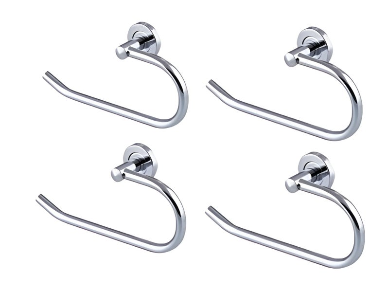 Growfynd Stainless Steel 304 Grade Chrome Finished Round Napkin Ring/Towel Ring/Napkin Holder/Towel Hanger/Towel Holder for Bathroom/Kitchen/Wash Basin (Pack of 4, C Shape) - Image 1