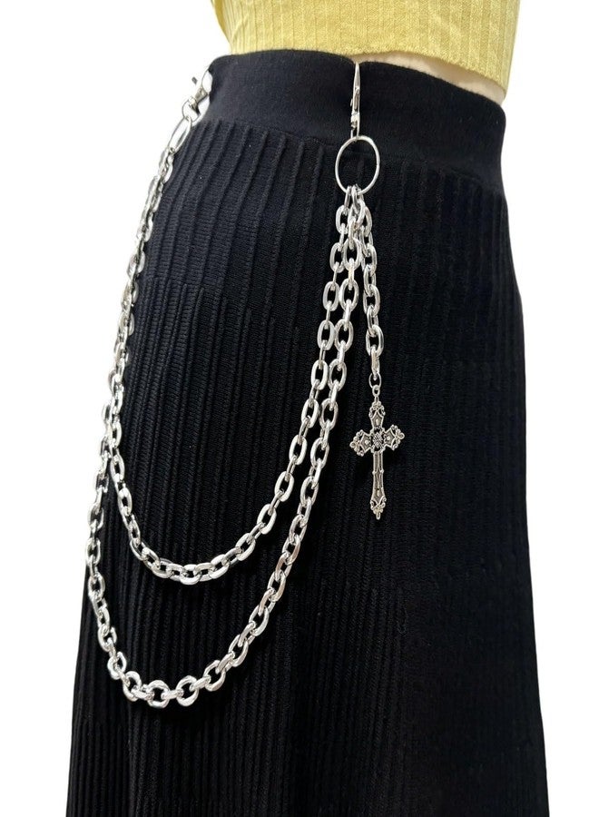 Xeyau Punk Pants Chain Hip Hop Cross Sword Star Rivet Charm Layered Jeans Chains Wallet Chain Vintage Rock Chains for Women Men Halloween Jewelry Clothing Accessories, Adjustable, Non-Precious Metal, No - Image 5