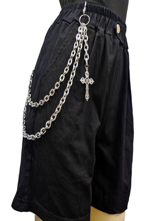 Xeyau Punk Pants Chain Hip Hop Cross Sword Star Rivet Charm Layered Jeans Chains Wallet Chain Vintage Rock Chains for Women Men Halloween Jewelry Clothing Accessories, Adjustable, Non-Precious Metal, No - Image 2
