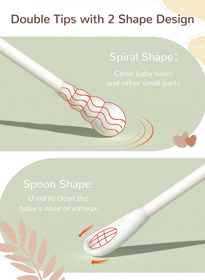 Be a better mom Baby Cotton Swabs Fragrance and Chlorine Free Kids Safety Swabs 100% Biodegradable Gentle Baby Swabs, Double Tipped Cotton Buds with Paper Stick - Image 2