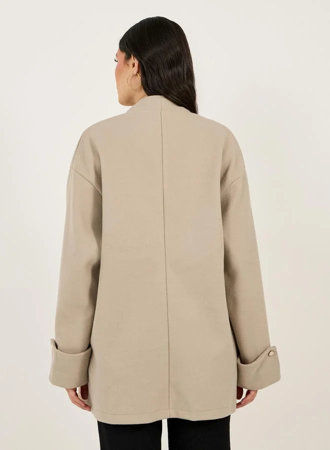 Styli Oversized Longline Wool Like Trench Jacket