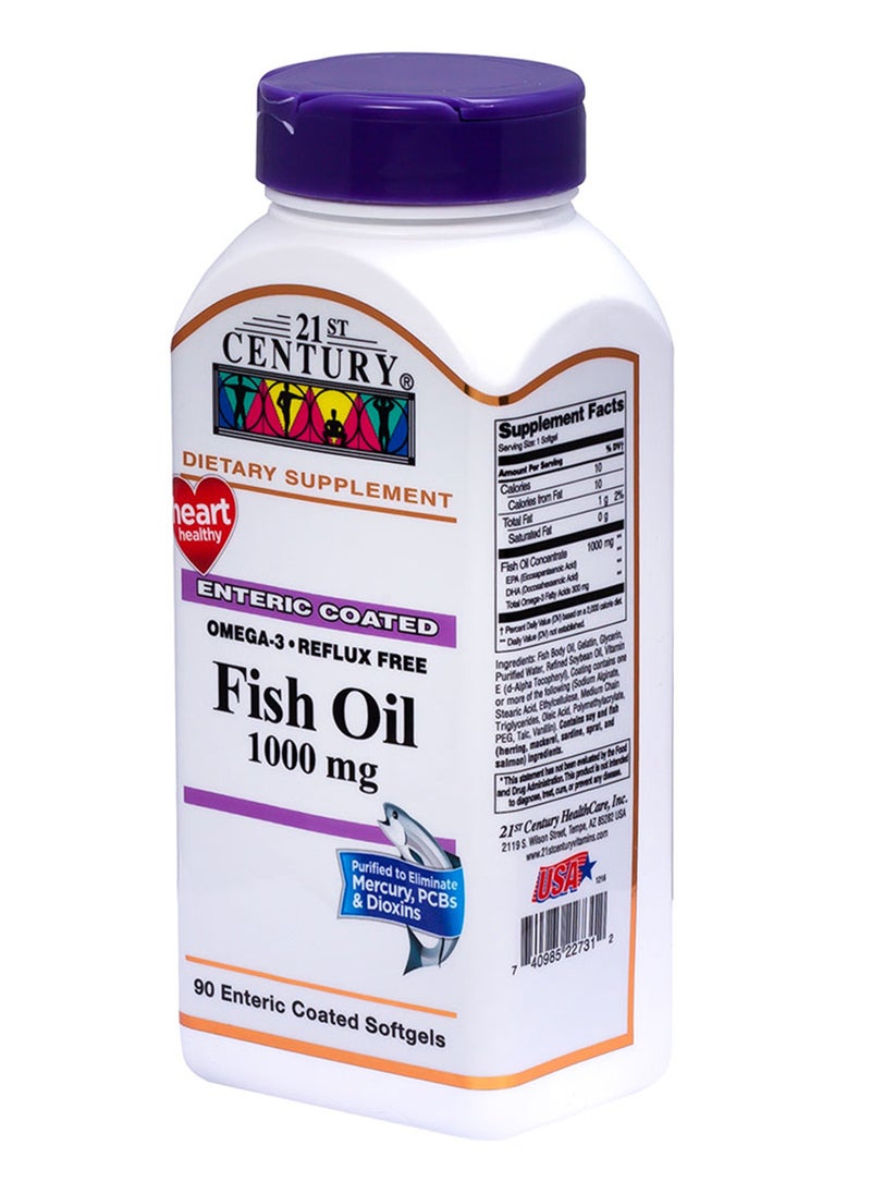 21st CENTURY - Omega 3 Reflux Free Fish Oil 1000Mg Enteric Coated Softgel For Heart Health, Pack Of 90'S - Image 1