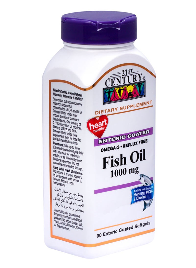 21st CENTURY - Omega 3 Reflux Free Fish Oil 1000Mg Enteric Coated Softgel For Heart Health, Pack Of 90'S - Image 1