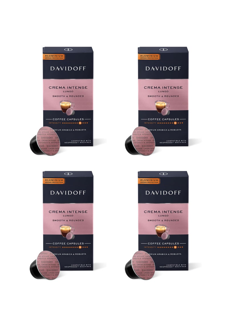 Davidoff Davidoff Crema Intense – Bundle of 4 Coffee Capsule Packs – Intensity 9/12 – 10 Capsules per Pack – 220g (Total 40 Pods) 
