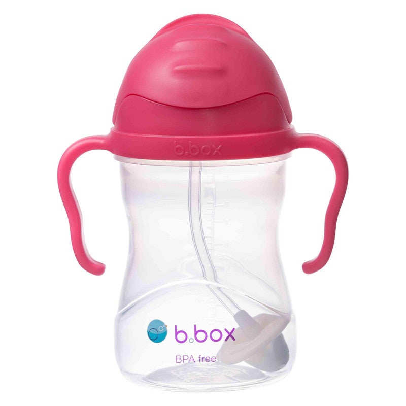 b.box Leakproof Sippy Cup with Weighted Straw | 240ml (8 fl oz) | BPA Free | Easy Grip Handles | For Babies & Toddlers - Rasberry - Image 1