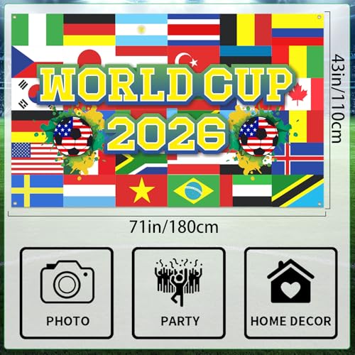 RUIZHUO World Football Tournament Cup Celebration Backdrop 43x71 Inch 2026 Vibrant Soccer Festival Background for World Tournament Cup Party Photo Booth and Football Event Decor - Image 2