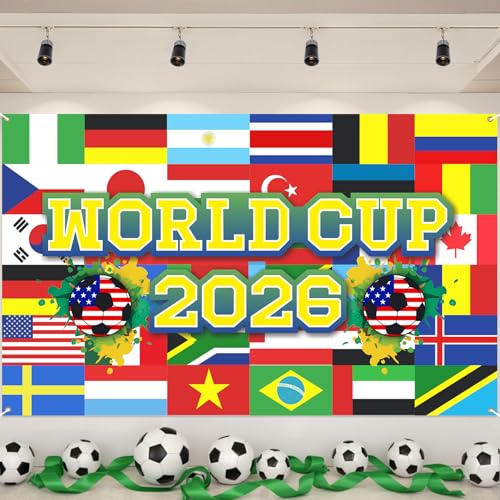 RUIZHUO World Football Tournament Cup Celebration Backdrop 43x71 Inch 2026 Vibrant Soccer Festival Background for World Tournament Cup Party Photo Booth and Football Event Decor - Image 1
